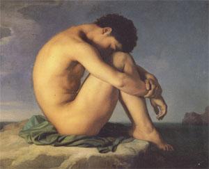 Hippolyte Flandrin Young Man Beside the Sea A study (mk05)